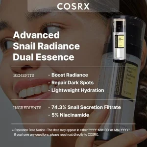 COSRX – Niacinamide 5% + Snail Mucin 74% Dual Essence