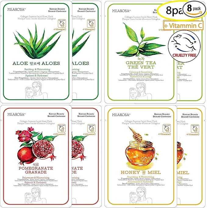 MEAROSA Masque Facial en Feuille – Vitamine C & Collagène