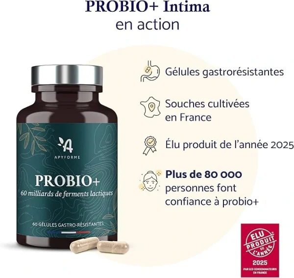 Probiotiques Apyforme - 60 Gélules, 10 Souches, 60 Milliards UFC Par Jour