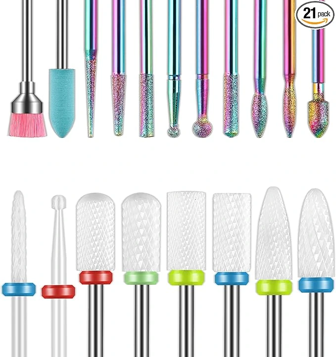 Lot de 19 Forets à Ongles - Lime Électrique Diamant & Céramique